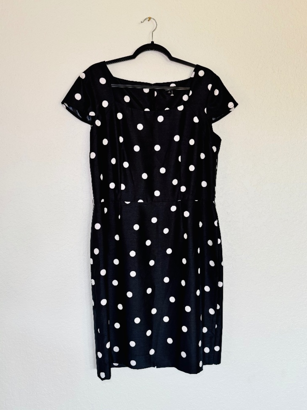 Alex Marie Polka Dot Dress 14 Black White Sheath Career Retro Traditional Pin Up